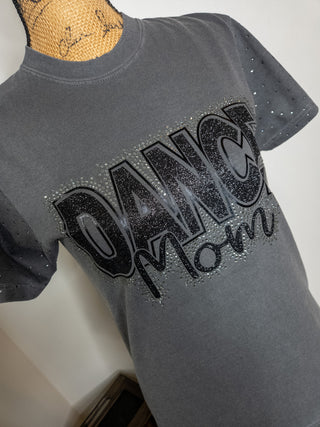 Dance Mom Rhinestone Pepper Dyed Tee With Rhinestone Sleeves