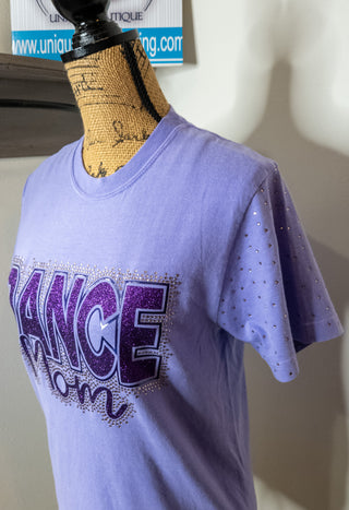 Dance Mom Rhinestone Violet Dyed Tee With Rhinestone Sleeves