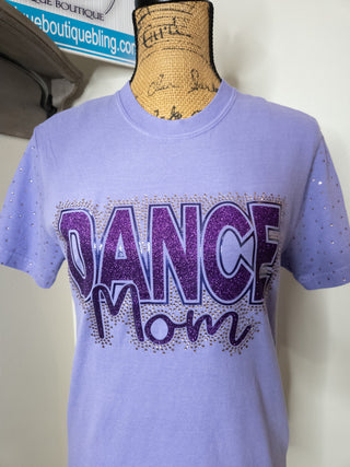 Dance Mom Rhinestone Violet Dyed Tee With Rhinestone Sleeves