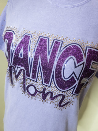 Dance Mom Rhinestone Violet Dyed Tee With Rhinestone Sleeves