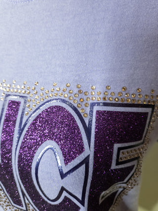 Dance Mom Rhinestone Violet Dyed Tee With Rhinestone Sleeves