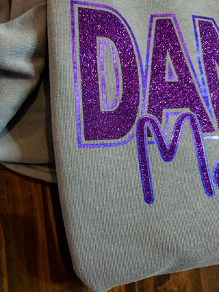 Dance Mom Dyed Gray Crewneck Sweatshirt - Purple Accents