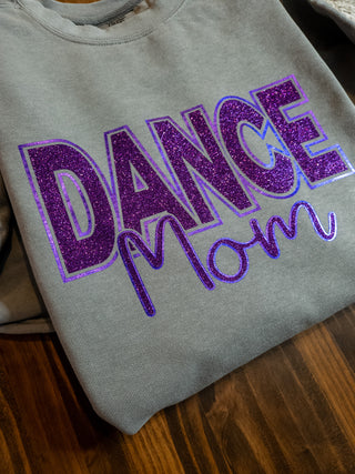 Dance Mom Dyed Gray Crewneck Sweatshirt - Purple Accents
