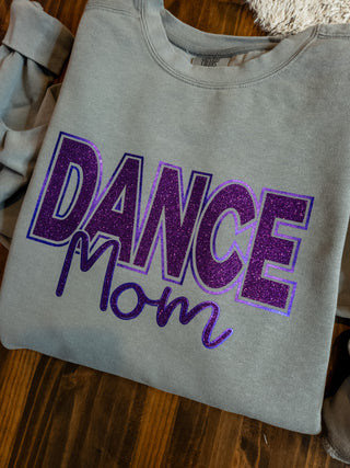 Dance Mom Dyed Gray Crewneck Sweatshirt - Purple Accents