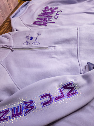 New Ulm Dance Mom Rhinestone Orchid Half Zip Pullover - Ladies Fit