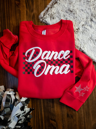 Dance Oma Puff & Rhinestone Red Classic Crewneck Sweatshirt