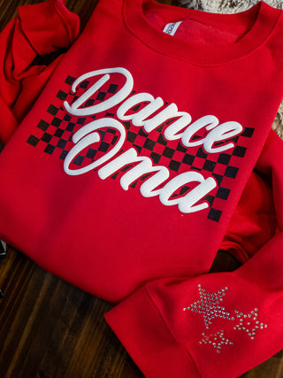 Dance Oma Puff & Rhinestone Red Classic Crewneck Sweatshirt