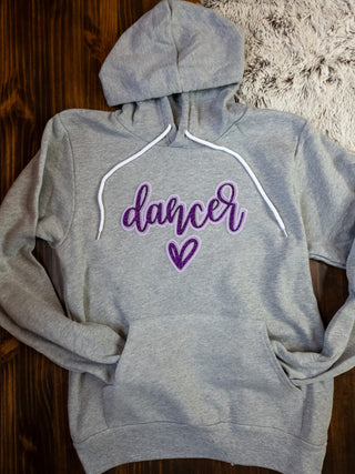 Dancer Gray Sponge Fleece Hoodie - Purple Accents