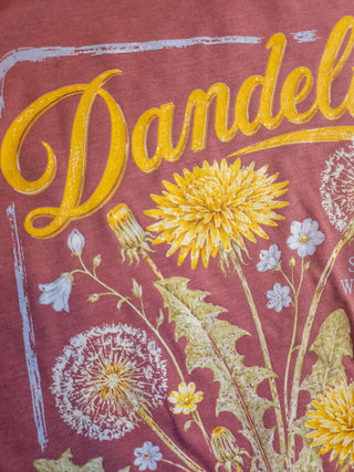 Dandelion Grow Wild Roam Free Heather Mauve Tee