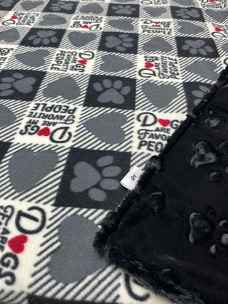 Dogs Are My Favorite People Blanket w/Paw Print Minky * Ready To Ship