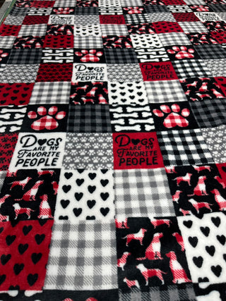 Red & Black Dogs Are My Favorite People Blanket w/Choice of Color of Embossed Paw & Size