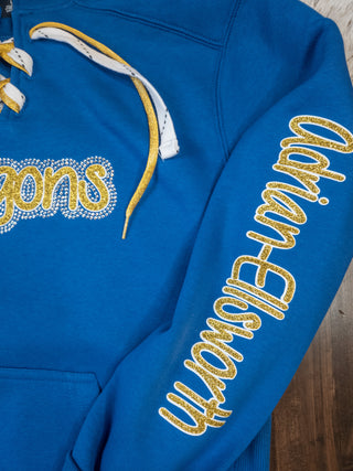 Dragons Adrian-Ellsworth Rhinestone Blue Lace-Up Hoodie