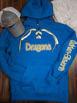 Dragons Adrian-Ellsworth Rhinestone Blue Lace-Up Hoodie