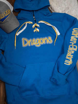 Dragons Adrian-Ellsworth Rhinestone Blue Lace-Up Hoodie