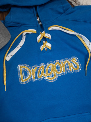 Dragons Adrian-Ellsworth Rhinestone Blue Lace-Up Hoodie