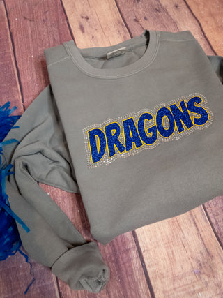 Dragons Rhinestone Dyed Crewneck Sweatshirt