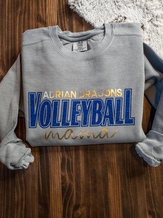 Adrian Dragons Volleyball Mama Dyed Crewneck Sweatshirt