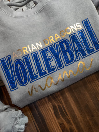 Adrian Dragons Volleyball Mama Dyed Crewneck Sweatshirt