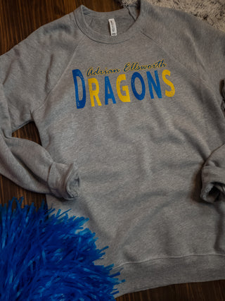 Adrian Ellsworth Dragons Athletic Gray Crewneck Sweatshirt