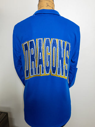 Dragons Rhinestone Full Zip Blue Jacket