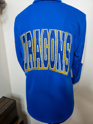 Dragons Rhinestone Full Zip Blue Jacket