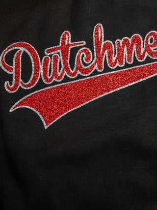 Dutchmen Black and Red Varsity Crewneck - Ladies Fit