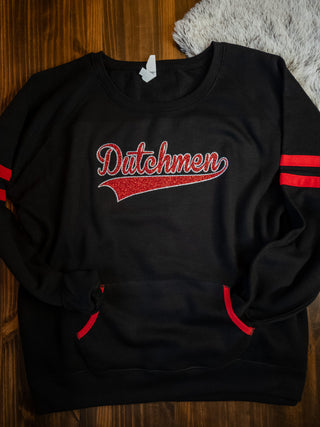 Dutchmen Black and Red Varsity Crewneck - Ladies Fit