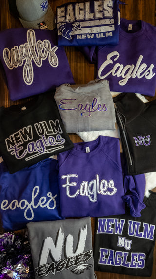 Eagles Sparkle and Puff Purple Crewneck Sweatshirt