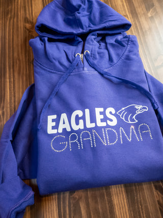 Eagles Grandma Classic Rhinestone Purple Hoodie