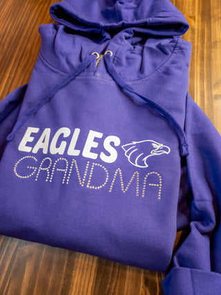 Eagles Grandma Classic Rhinestone Purple Hoodie
