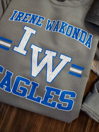 Irene Wakonda Eagles Dyed Fleece Gray Crewneck Sweatshirt