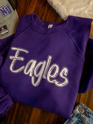 Eagles Rhinestone Purple Crewneck Sweatshirt