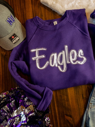 Eagles Rhinestone Purple Crewneck Sweatshirt