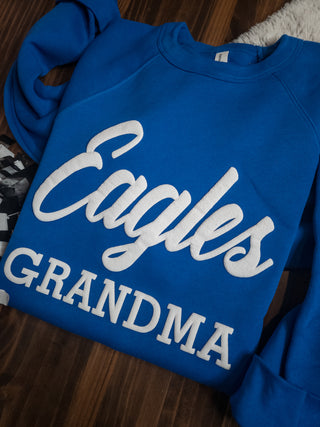 Eagles Grandma Puff Print Blue Crewneck Sweatshirt