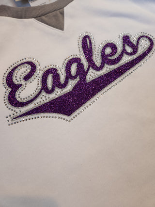 Eagles Rhinestone Gray League Crewneck - Ladies Fit