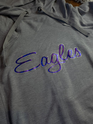 Eagles Rhinestone Fashion Fleece Gray Hoodie