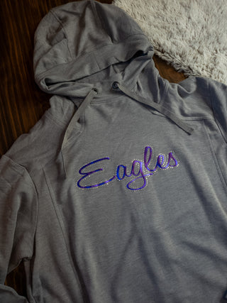 Eagles Rhinestone Fashion Fleece Gray Hoodie