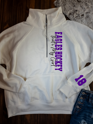Eagles Hockey Ivory Half Zip Pullover - Ladies Fit