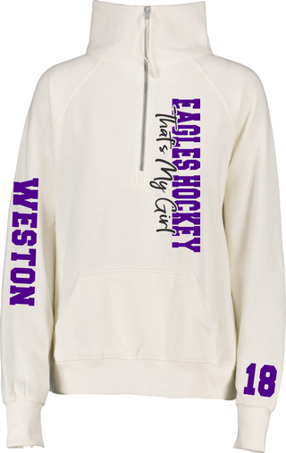 Eagles Hockey Ivory Half Zip Pullover - Ladies Fit