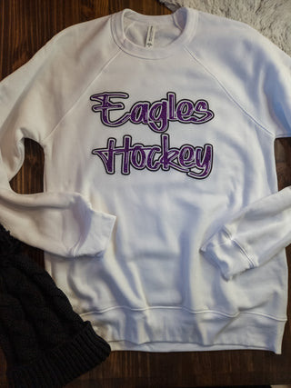 Eagles Hockey Sparkle And Puff White Crewneck Sweatshirt