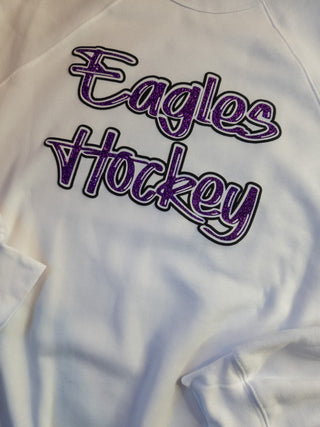 Eagles Hockey Sparkle And Puff White Crewneck Sweatshirt
