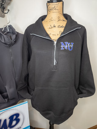 NU Eagles Black Half Zip Pullover - Ladies Fit