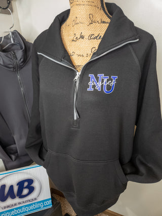 NU Eagles Black Half Zip Pullover - Ladies Fit