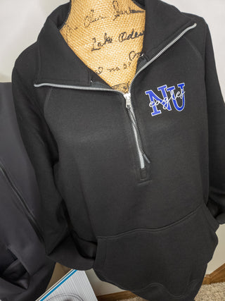 NU Eagles Black Half Zip Pullover - Ladies Fit