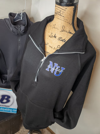 NU Eagles Black Half Zip Pullover - Ladies Fit