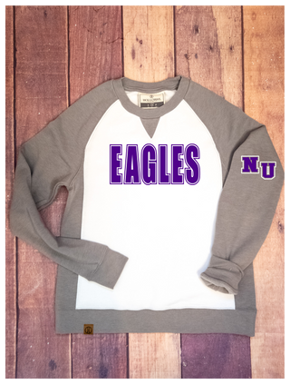 NU Eagles Gray League Crewneck - Ladies Fit