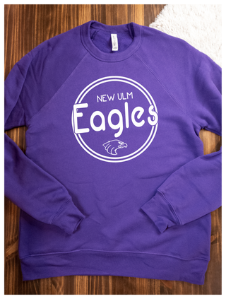 New Ulm Eagles Puff Print Purple Crewneck Sweatshirt