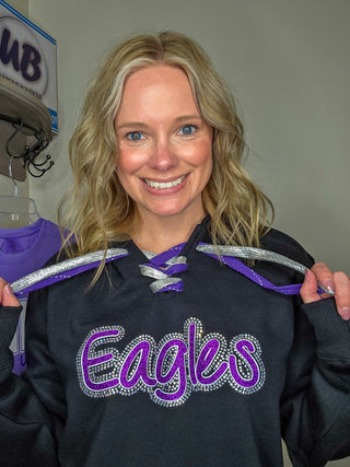 Eagles New Ulm Rhinestone Lace-Up Hoodie