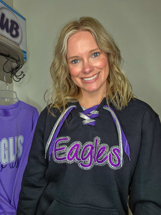 Eagles New Ulm Rhinestone Lace-Up Hoodie