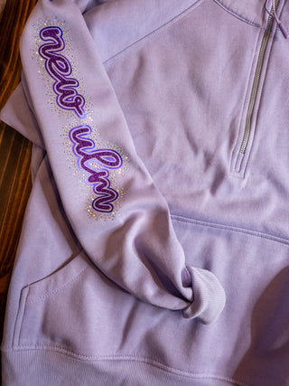 New Ulm Eagles Rhinestone Orchid Half Zip Pullover - Ladies Fit